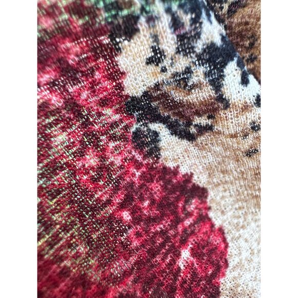 Karen Kane Womens S Velvet & Paisley Long Sleeve Top In Red & Beige - Picture 8 of 8